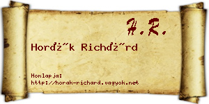 Horák Richárd névjegykártya