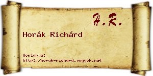Horák Richárd névjegykártya